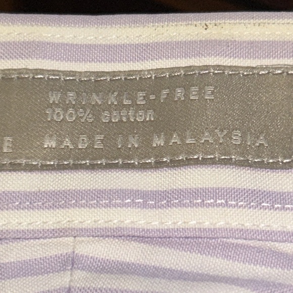 Nordstrom Striped Dress Shirt Button Down White Lavender 100% Cotton size 16.5 - Picture 12 of 12